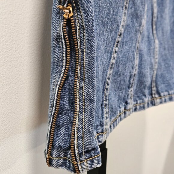80's Georges Marciano Guess Denim Jean Skirt Side Bottom Zippers Med Wash Size 2 - Picture 7 of 16